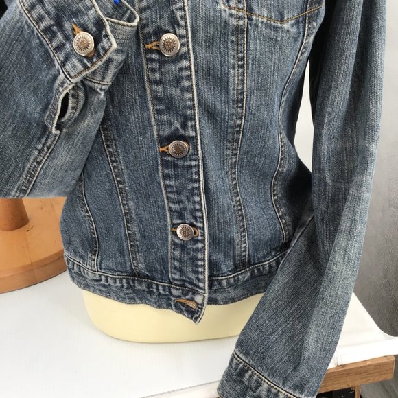 Ann Taylor Denim Jacket, size XS. Perfect wear and color - Picture 7 of 10